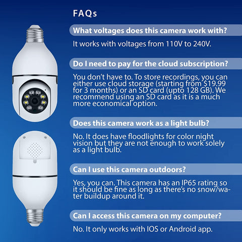 Wireless Light Bulb Security Camera with 360? Movement